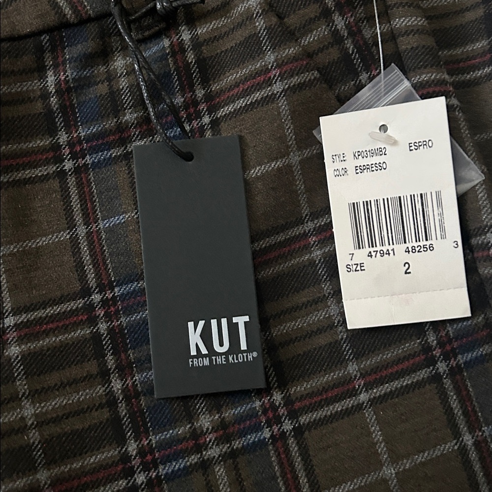 New! Kut from the Kloth Mia High-Rise Skinny Ankle Plaid Ponte Pants - Picture 7 of 10
